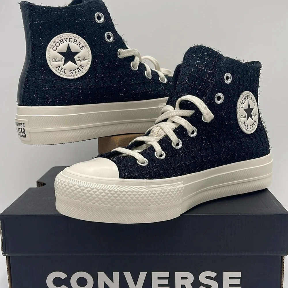 Converse WMNS CTAS LIFT HI BLACK/SILVER/EGRET A12740C Platforms Sneakers
